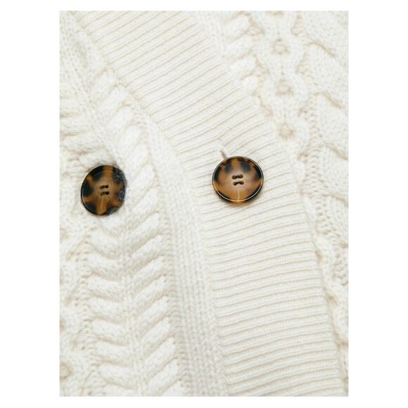 Naadam Women Oversized Wool & Cashmere Blend Cable Knit Cardigan Size M - Picture 8 of 11